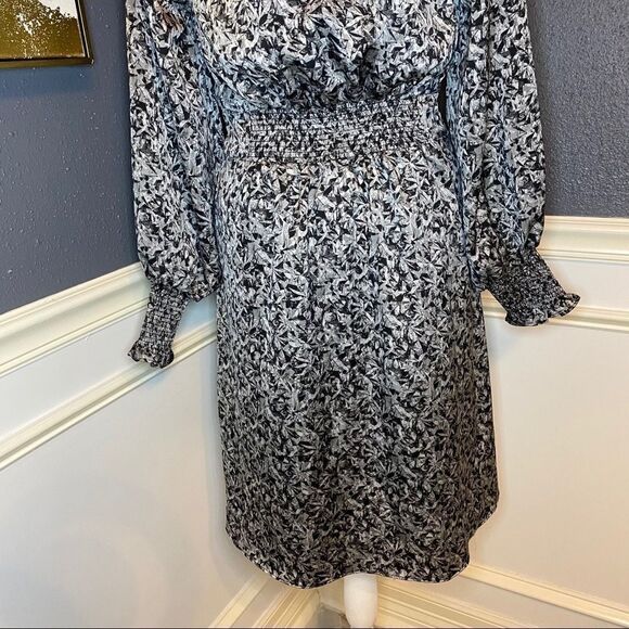 H By Halston Smocked Waist Poet Sleeve Dress - Picture 4 of 11